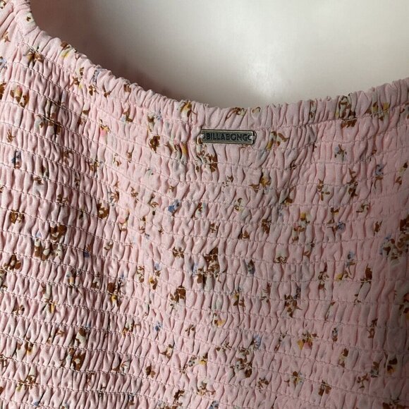 Billabong Womans My Sunshine Crop Top Shirt Soft Pink Large L Romantic Floral - Picture 10 of 13